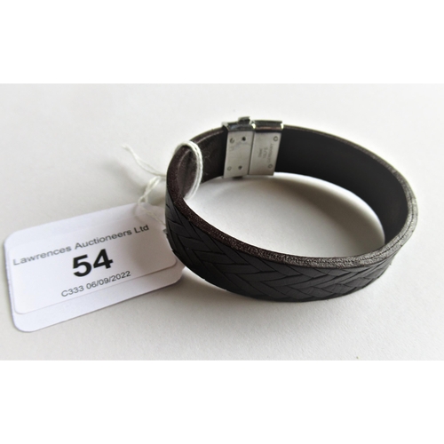 54 - Mont Blanc, brown plaited leather bangle
