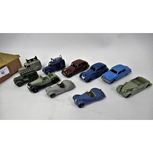 62 - Group of ten various Dinky diecast metal playworn model vehicles