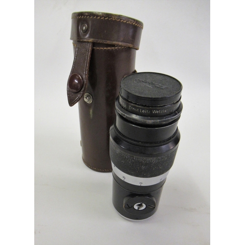 68 - Leitz Wetzlar Hektor 13.5cm F4.5 lens, Serial No. 415357, in a leather case
