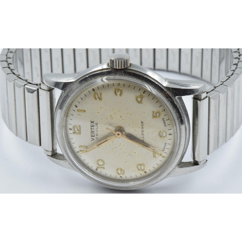 857 - Mid 20th Century Vertex wristwatch with stainless steel case, champagne dial, gilt Arabic numerals, ... 