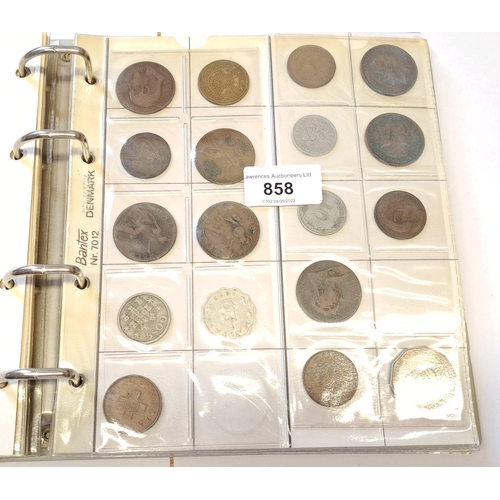 858 - Small folder containing a quantity of miscellaneous World coins