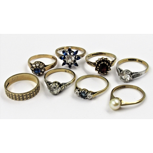 860 - Group of eight various 9ct gold dress rings, 19g