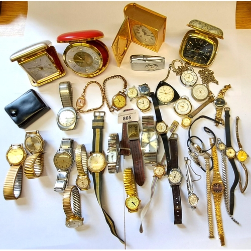 Quantity of miscellaneous wristwatches and travel clocks