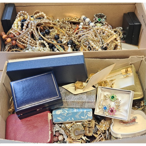 866 - Two boxes containing a quantity of miscellaneous costume jewellery