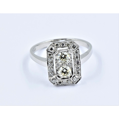 883 - Platinum ring in the Art Deco style set with diamonds, size N.5