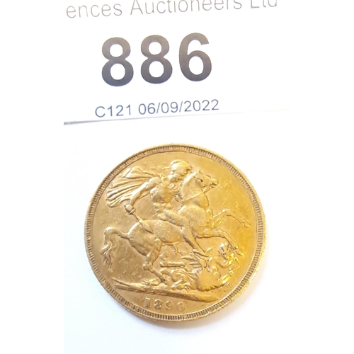 886 - Victorian full Sovereign dated 1890