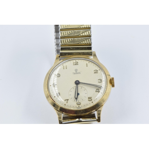 889 - Gentleman's Tudor 9ct yellow gold cased wristwatch, the dial with Arabic numerals and subsidiary sec... 