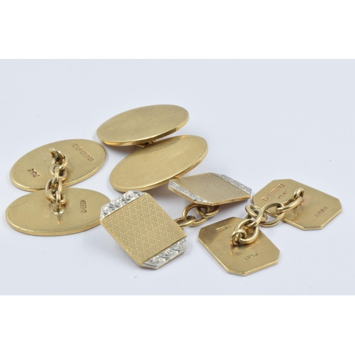 899 - Two pairs of 9ct yellow gold cufflinks