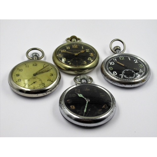 902 - Four various military issue pocket watches, including Carley & Clemence