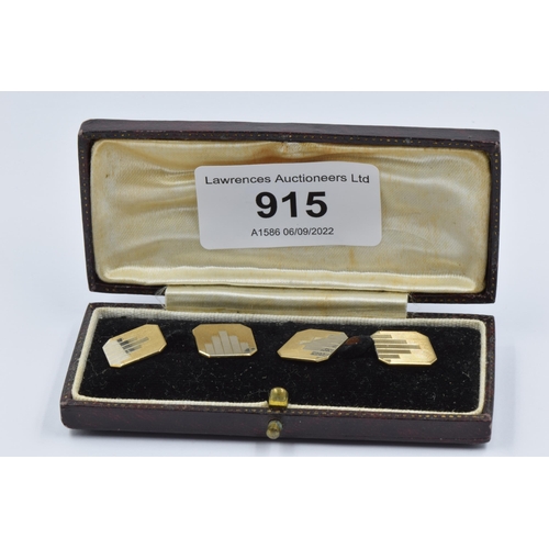 915 - Pair of octagonal two colour 9ct gold cufflinks, 5.6g