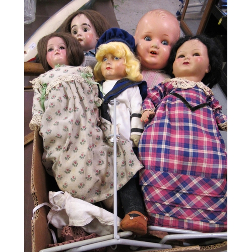 95 - Group of five various composition dolls