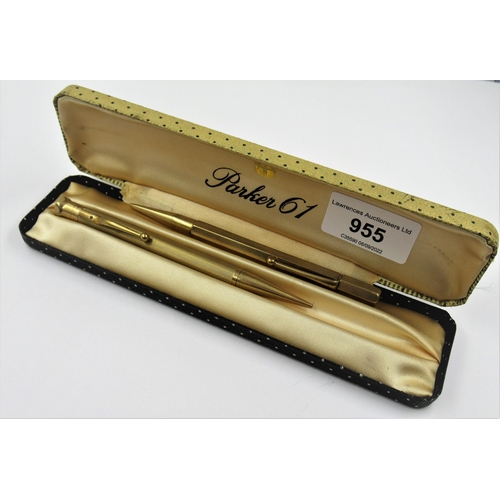 955 - Two 9ct gold cased propelling pencils