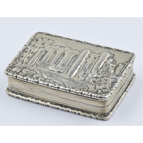 957 - Nathaniel Mills, rectangular silver castle top vinaigrette, Birmingham 1838