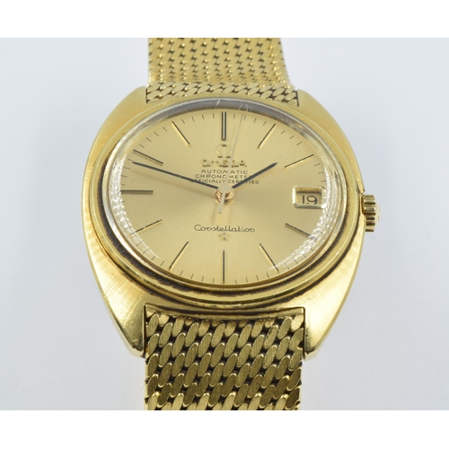 958 - Gentleman's Omega Constellation Automatic Chronometer 18ct gold cased wristwatch with integral brace... 