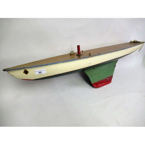 96 - Mid 20th Century painted wooden pond yacht hull