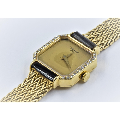 970 - Ladies 18ct gold wristwatch by Chopard, the irregular octagonal gilt dial with plain tapering hands ... 