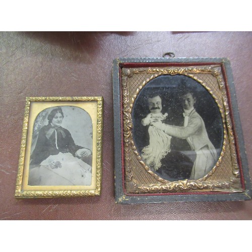 293 - Collection of various early photographs, three mounted in maple frames, including Daguerreotype etc.