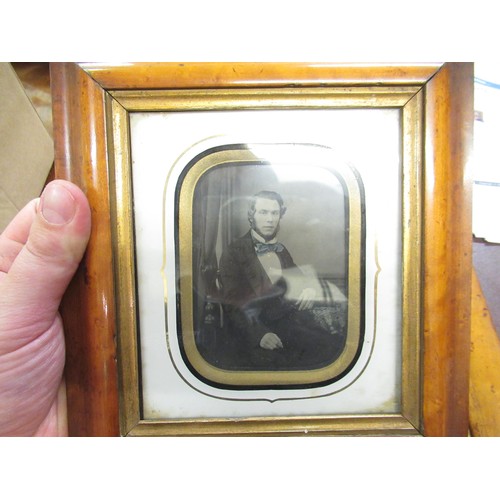 293 - Collection of various early photographs, three mounted in maple frames, including Daguerreotype etc.