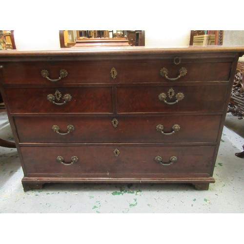 1817 - George III mahogany dressing chest, the moulded top above pull-out slide, with two side drawers abov... 