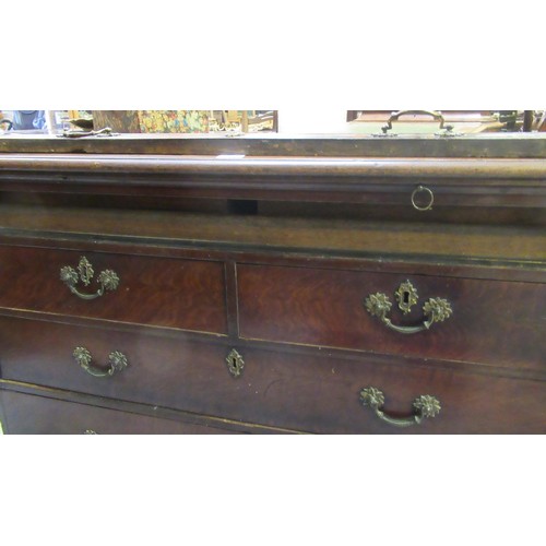 1817 - George III mahogany dressing chest, the moulded top above pull-out slide, with two side drawers abov... 