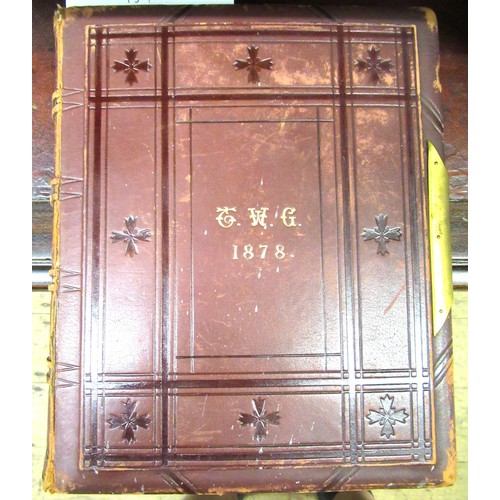 454 - Large 19th Century leather bound family Bible and a large leather bound photo album