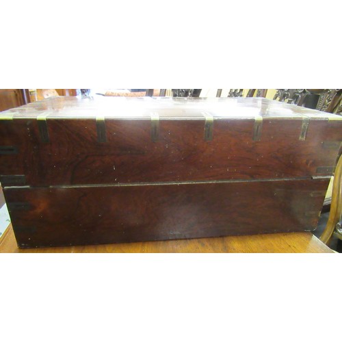 1811 - Large 19th Century metal mounted rosewood fold-over writing slope (with losses)