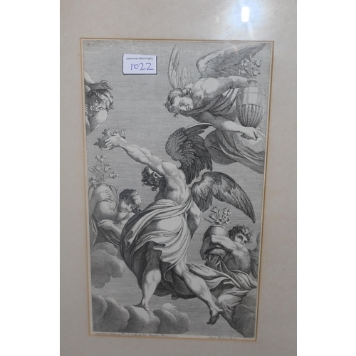 1022 - Antique gilt framed black and white print ' Lavinia ' by Bartolozzi after Gainsborough, together wit... 