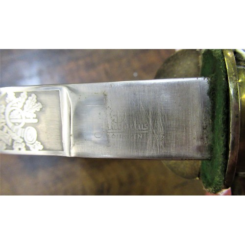 113 - German hunting knife, the engraved steel blade stamped Solingen, with a brass deer's foot cross piec... 