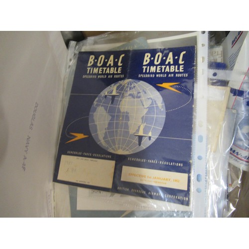 174 - Box containing a collection of over fifty airline and aviation related items including BOAC etc.