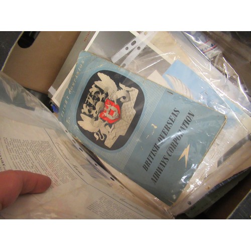 174 - Box containing a collection of over fifty airline and aviation related items including BOAC etc.