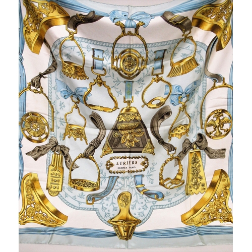 100 - Hermes, Paris, silk scarf ' Etriers ' designed by Francoise de la Perriere, 90cm square