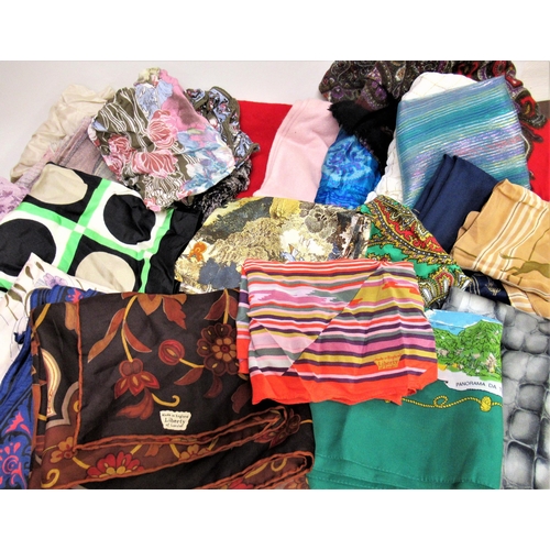 104 - Large quantity of various ladies scarves etc., including some silk and two by Liberty