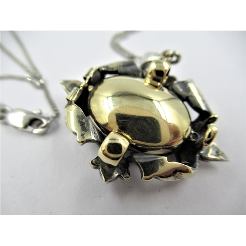 1055 - Georgian white and yellow metal rose cut diamond and garnet brooch adapted for use as a pendant, 32m... 