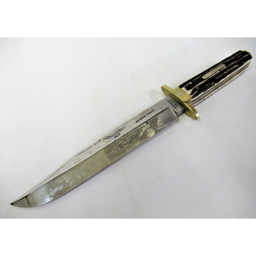 107 - Holdsworth, Sheffield, ' The Hunter's Companion ' hunting knife inscribed ' The Americans give the r... 