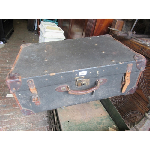 119 - Vintage leather suitcase with brass locks