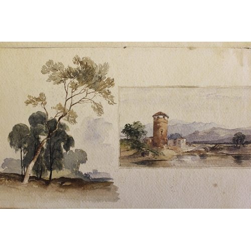 1206 - William Tatton Winter, group of six early watercolour vignettes, landscapes on a single folded sheet... 