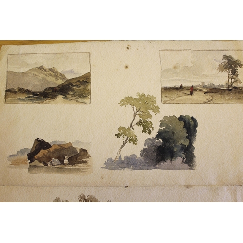 1206 - William Tatton Winter, group of six early watercolour vignettes, landscapes on a single folded sheet... 