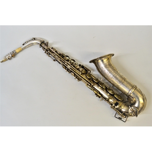 126 - Late 19th / early 20th Century silvered brass alto saxophone by Antoine-Joseph ' Adolphe ' Sax, 84, ... 