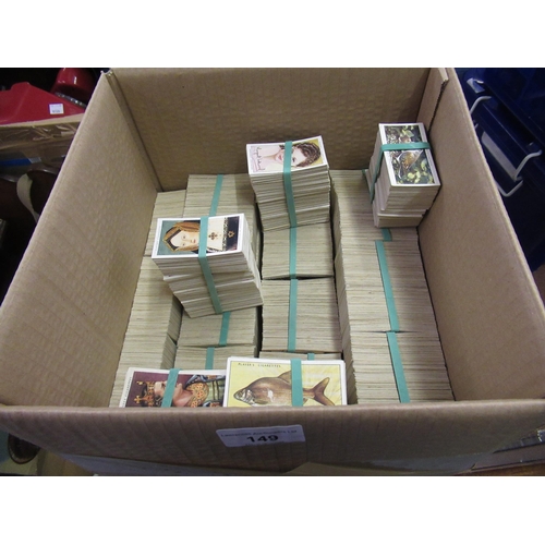 149 - Box containing a large quantity of over twelve thousand pre-war Players adhesive cigarette cards, la... 