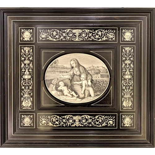 2008 - Giovanni Battista Gatti, 19th Century rectangular ebony and ivory inlaid plaque depicting the Holy F... 