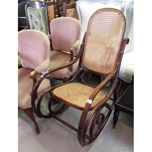 2014 - Modern bentwood rocking chair with cane back and seat