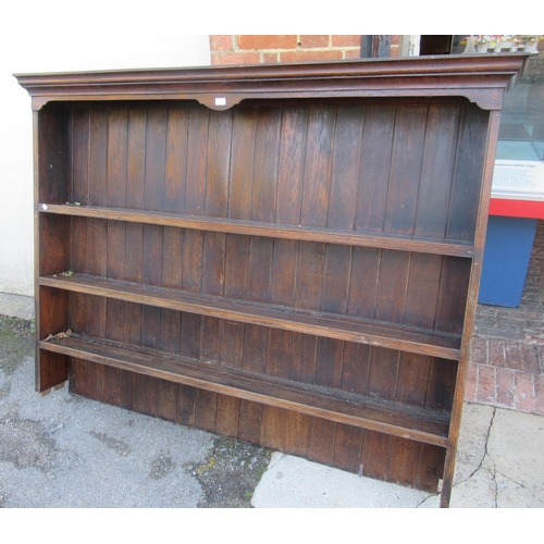 2014B - Antique oak boarded shelf dresser back