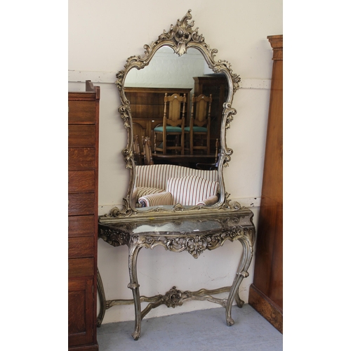 2015 - 20th Century silvered composition mirror backed consul table in Louis XVI style, the shaped mirror w... 