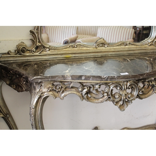 2015 - 20th Century silvered composition mirror backed consul table in Louis XVI style, the shaped mirror w... 