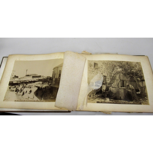 211 - Late 19th / early 20th Century inlaid olive wood bound Grand Tour photograph album of Jerusalem, (at... 