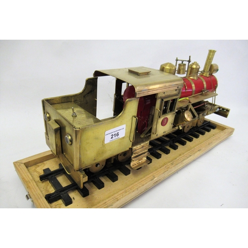 216 - American large scale shay engine locomotive in brass and red metal