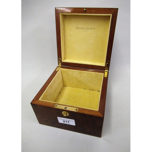 217 - Penhaligon's of London walnut, box with multicolour hinged cover