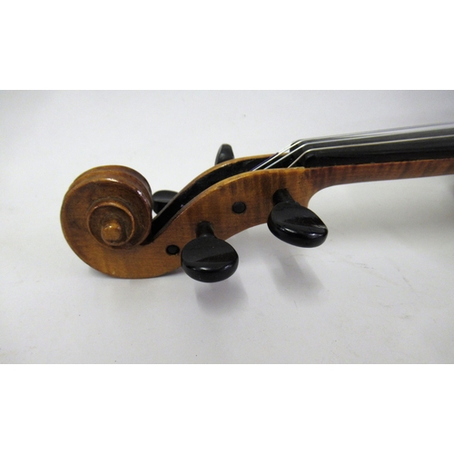 244 - Late 19th / early 20th Century violin with 14.25in two piece back, bearing label for C.H.J.B. Collin... 