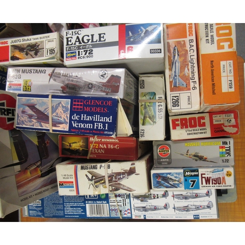 275 - Box containing fifteen various model aircraft kits, including Frog, Airfix, Revel etc.