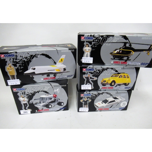 293 - Corgi Classics group of five James Bond diecast vehicles and figure sets, (boxed) Moonbuggy, Space S... 